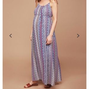 Motherhood maternity pleated tribal maxi dress